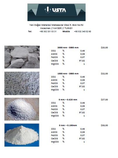 Vente de la calcite blanche (CaCO3)