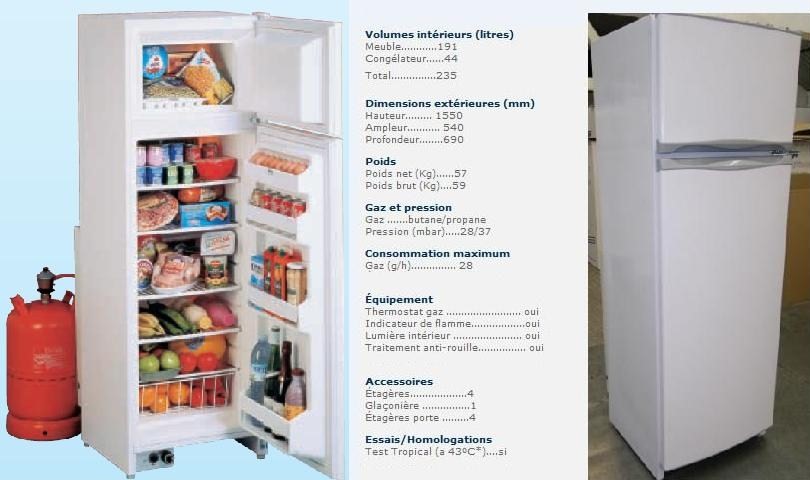 Réfrigérateurs à gaz butane et propane