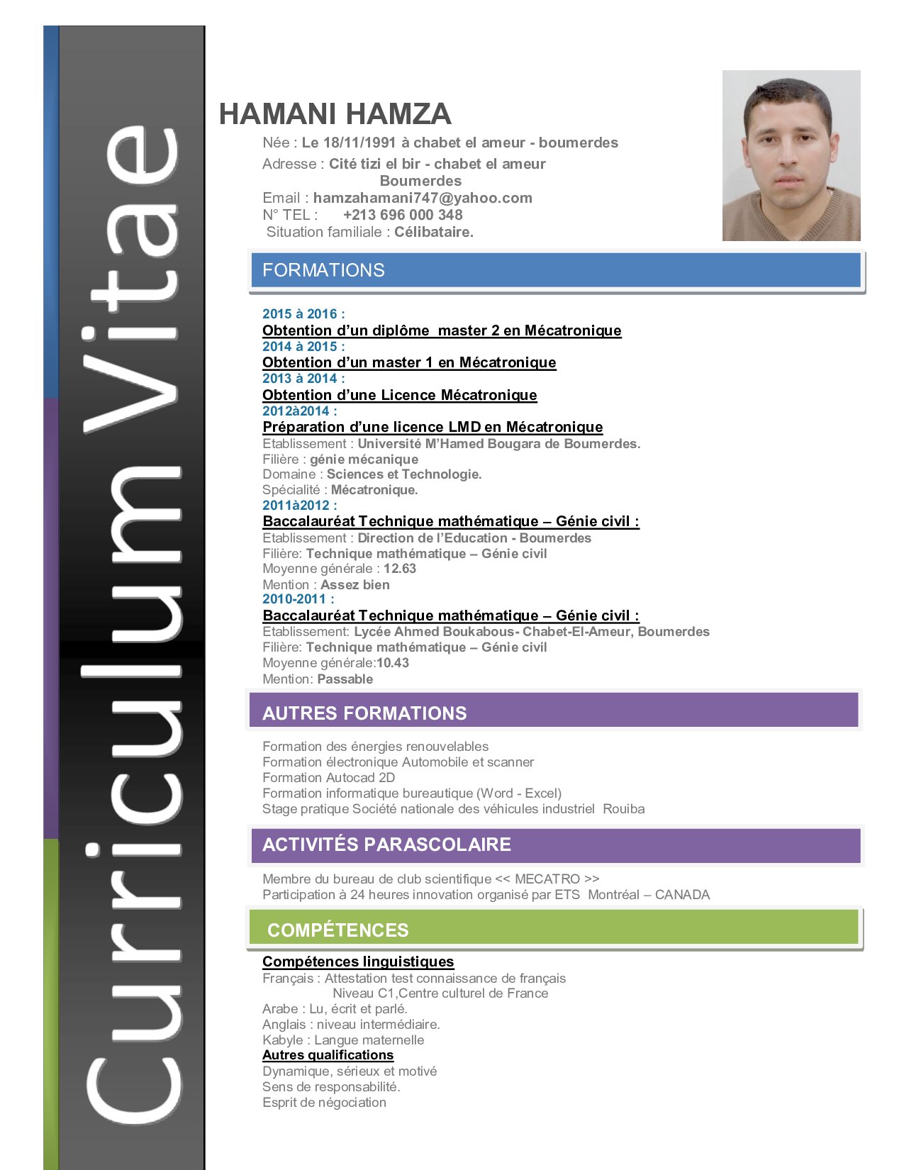 demande emploi génie mécanique option mécatronique