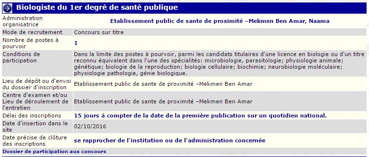 توظيف بالمؤسسة العمومية للصحة الجوارية بلدية مقمان بن عامر ولاية النعامة - بيولوجي درجة 1 للصحة العمومية -