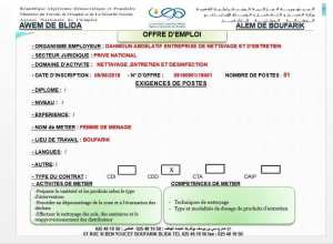 Offre d'emploi AWEM Blida ALEM de Boufarik