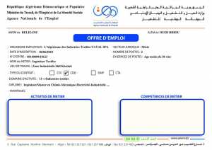 Offre d'emploi AWEM Ghelizane ALEM de Oued Rhiou