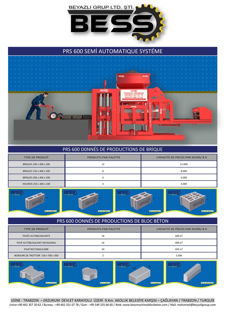 MACHINE DE FABRICATION DE PARPAING PAVÉ BORDURE