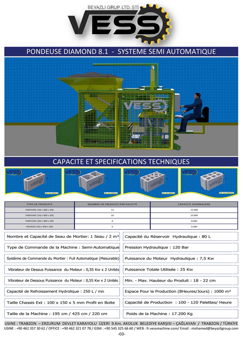 Compact Diamond 12.1 : Parpaineuse Automatique, Pondeuse Automatique de Parpaing, Centrale a Beton