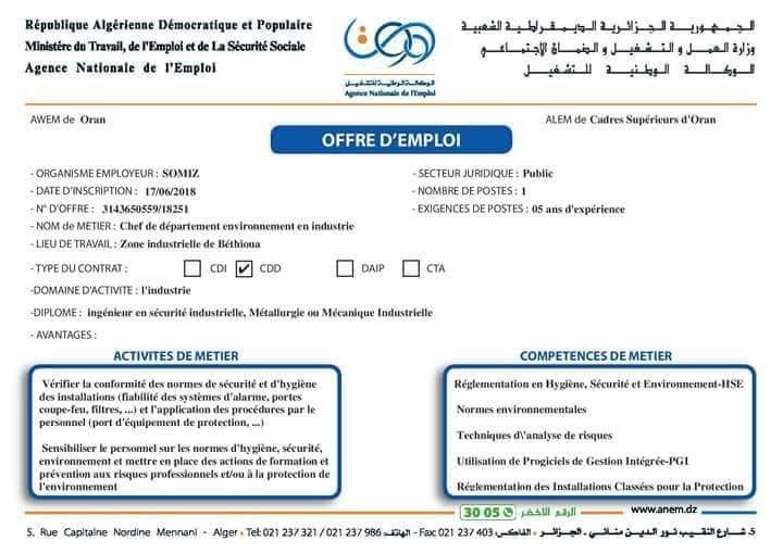 Awem Oran, Alem Cadres supérieurs d'oran: offre d'emploi.