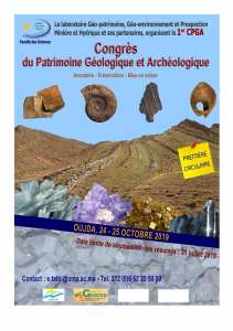 Congrès du Patrimoine Géologique et Archéologique (CPGA) : Oujda (Maroc), Octobre 2019