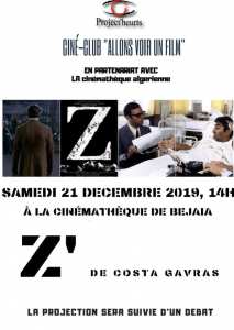 le ciné-club ALLONS VOIR UN FILM vous invite samedi 21 décembre 2019 à 14h00 à la projection du film   Z   de Costa GAVRAS