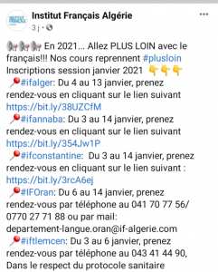 Cours Institut français en Algérie