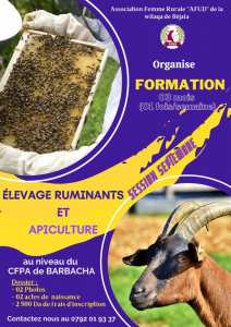 ormations en élevage des ruminants et l'apiculture pour la session de Septembre.