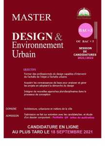 Appel à candidature pour le master professionnel Design et EU pour l'année universitaire 2021-2022.