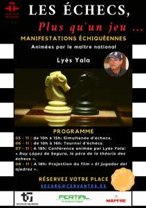 Dans le cadre de ses activités, l'Institut Cervantès d'Alger organise, du 5 au 8 novembre 2021, les journées dédiées au jeu d'échecs.