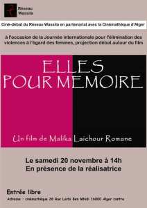 Ciné-débat du Réseau Wassila : Elles pour mémoire de Malika Laichour