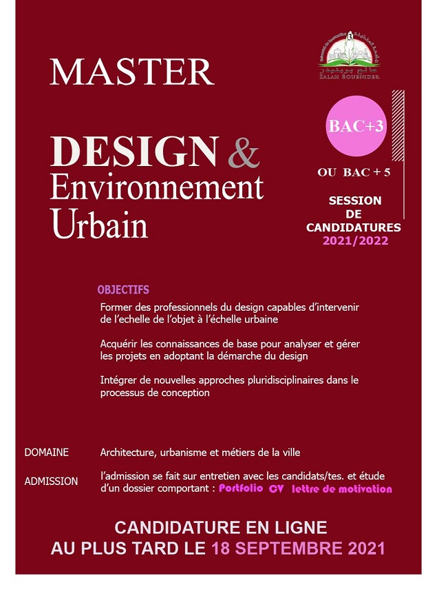 Appel à candidature pour le master professionnel Design et EU pour l'année universitaire 2021-2022.
