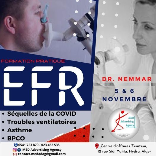 Formation EFR (asthme, troubles ventilatoires, BPCO et séquelles de la COVID)