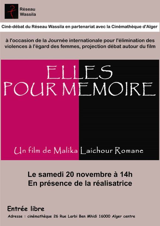 Ciné-débat du Réseau Wassila : Elles pour mémoire de Malika Laichour