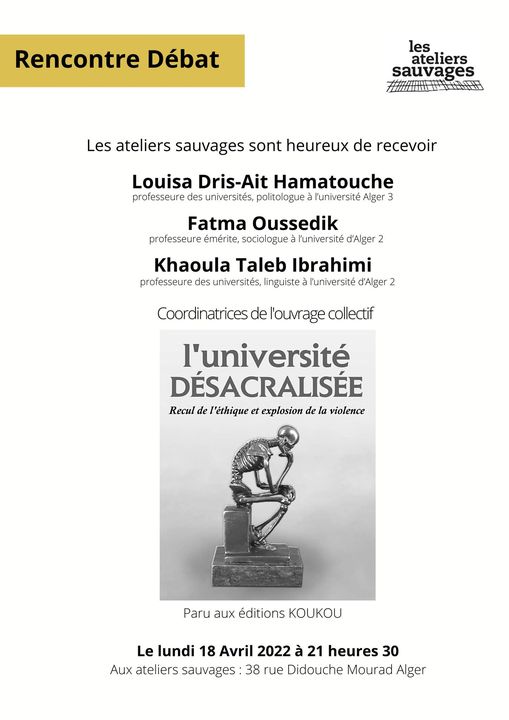 Rencontre débat autour de l’ouvrage Collectif : L’UNIVERSITÉ DESSACRALISÈE