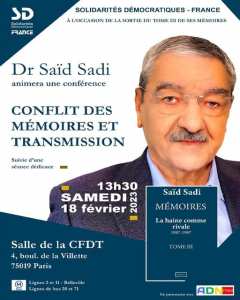 Dr Saïd Sadi animera une conférence-débat