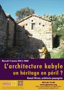 Conférence au Centre d’études diocésain Les Glycines : L’architecture kabyle, un héritage en péril ?