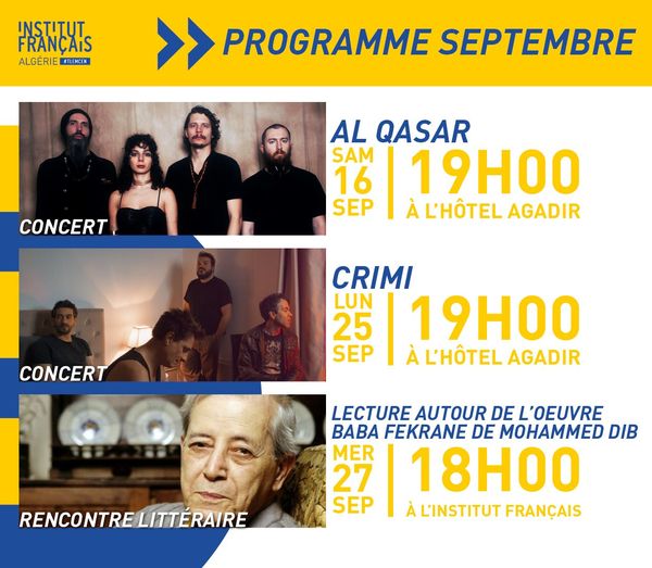 Institut français d'Algérie à Tlemcen 🔹🔷LE PROGRAMME DE SEPTEMBRE🔷🔹