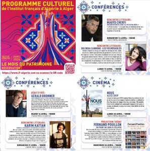 Institut français d'Algérie à Alger  🗣 Le programme du mois d'Avril est la sous le thème du patrimoine 🏵