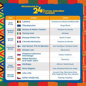 La 24ème édition du festival européen de musique est de retour avec  un programme spécial pour vous 🥁🎶.