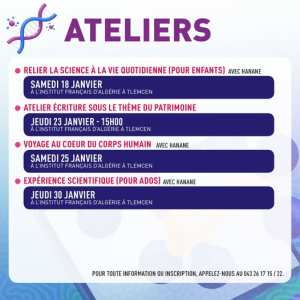 Ce mois de la science, plongez dans l'univers fascinant de la découverte avec nos ateliers interactifs et éducatifs à l'Institut Français de Tlemcen !