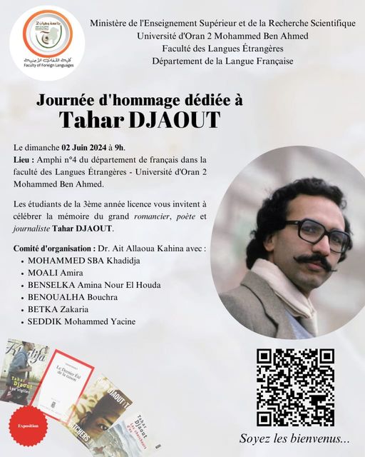 Une journée d'hommage (une exposition) dédiée au romancier, poète et journaliste Tahar Djaout