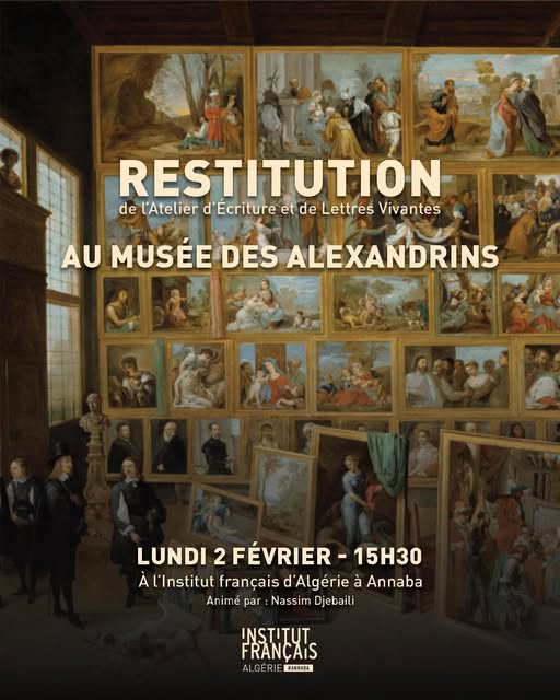 Restitution de l’Atelier d’Écriture et de Lettres Vivantes le 2 février à 15h30. 