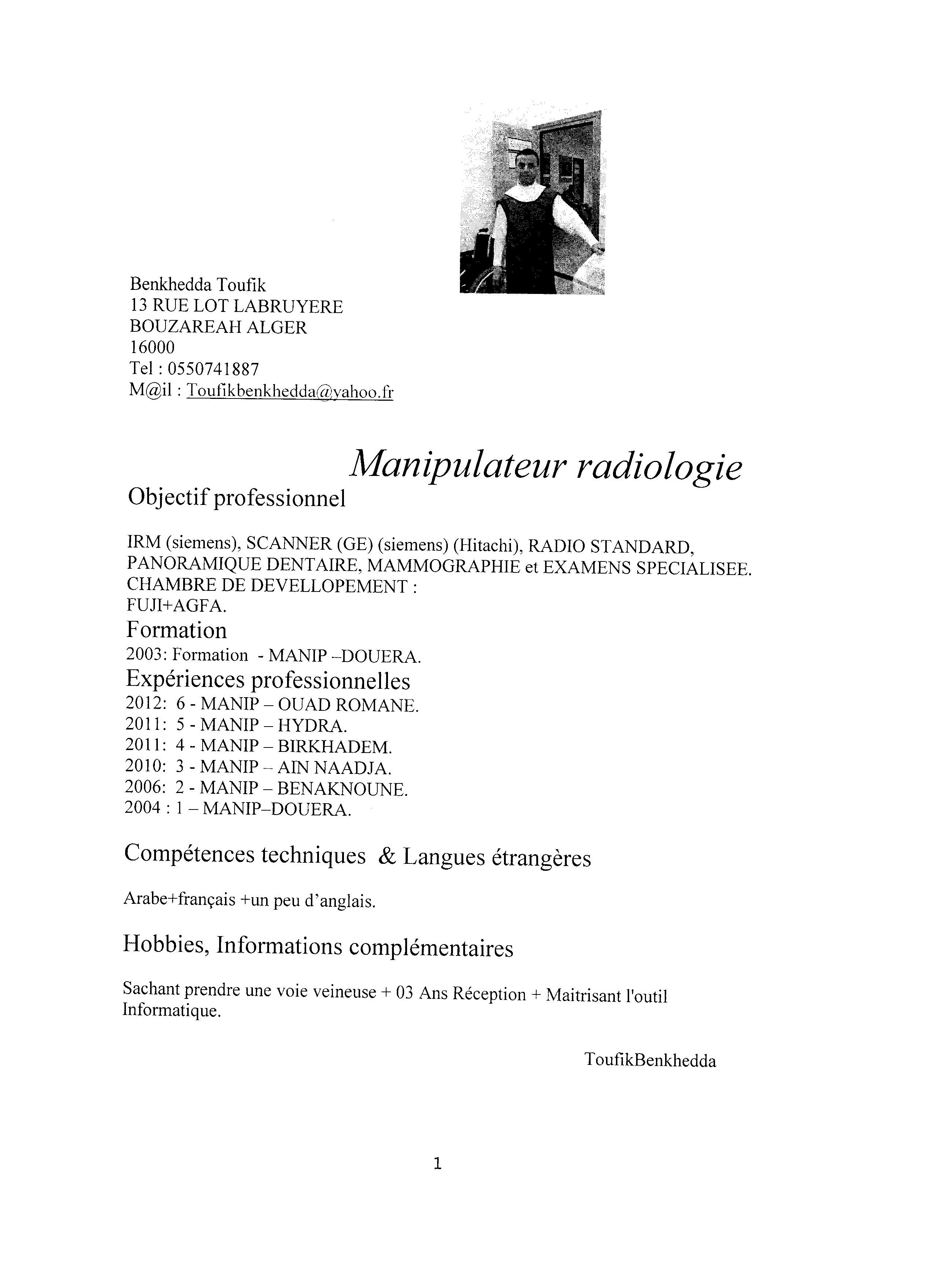 manipulateur en radiologie
