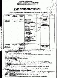 recrutement à la direction régionale du trésor Alger Août 2013
