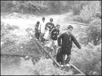 Un pylône électrique en guise de pont