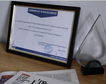 Le site Web de L'Expression remporte le 1er Prix 2E EDITION DU CONCOURS ALGERIA WEB AWARDS