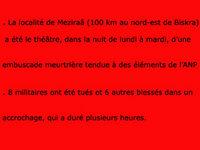 Un convoi de l'Anp tombe dans une embuscade tendue par un groupe terroriste : Huit militaires tués à Biskra