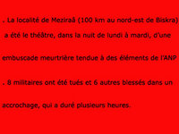 Un convoi de l'Anp tombe dans une embuscade tendue par un groupe terroriste : Huit militaires tués à Biskra