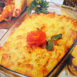 Tadjine de pommes de terre au fromage et au poulet