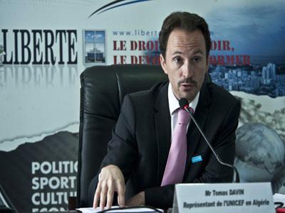 Tomas Davin présente le programme d'action de l'Unicef en Algérie Education, santé et handicap