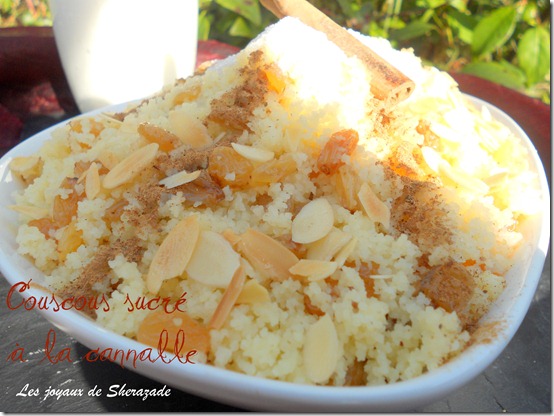 seffa (couscous sucre a la cannelle et aux raisins-secs)