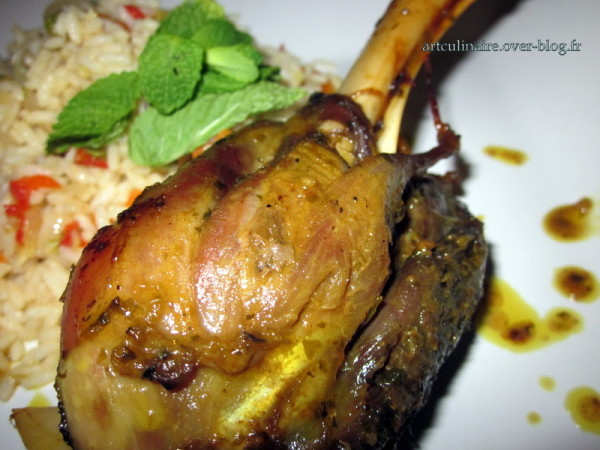 epaule d'agneau rotie et son riz aux legumes