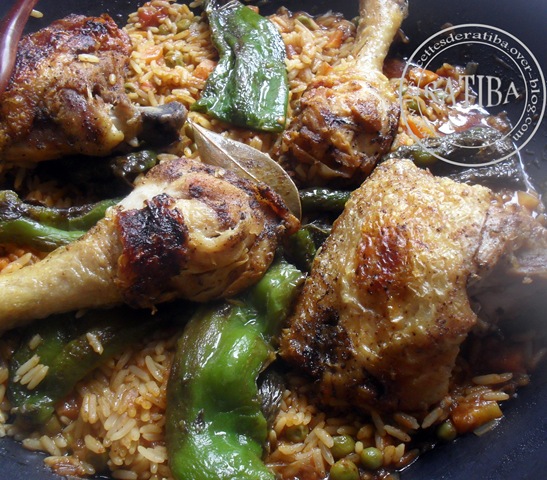 riz au poulet et poivrons vert