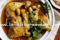 Tajine de poulet aux olives vertes et amandes