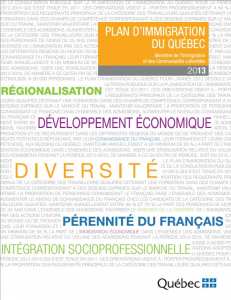 PLAN D’IMMIGRATION DU QUÉBEC POUR L’ANNÉE 2013