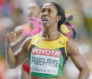 Omnisports/ Athlétisme - Mondiaux-2013 - 100m damesShelly-Ann Fryser-Pryce la plus rapide