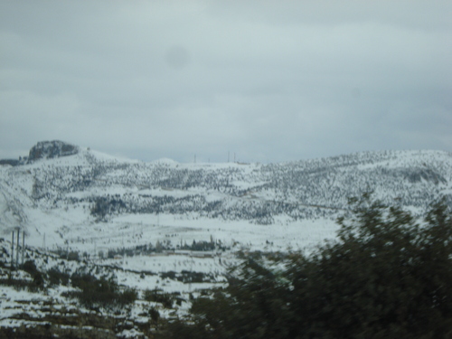 le mont de chélia couvert de neige.