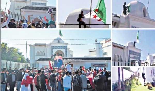 وقفة احتجاجية تنديدا بتدنيس الراية الوطنية بقنصيلة الجزائر بالدار البيضاء المغربية