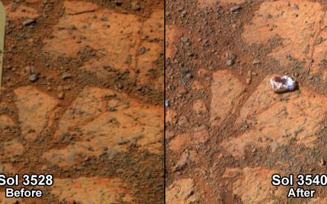 صخرة بيضاء غامضة تظهر قرب مركبة ناسا في المريخ