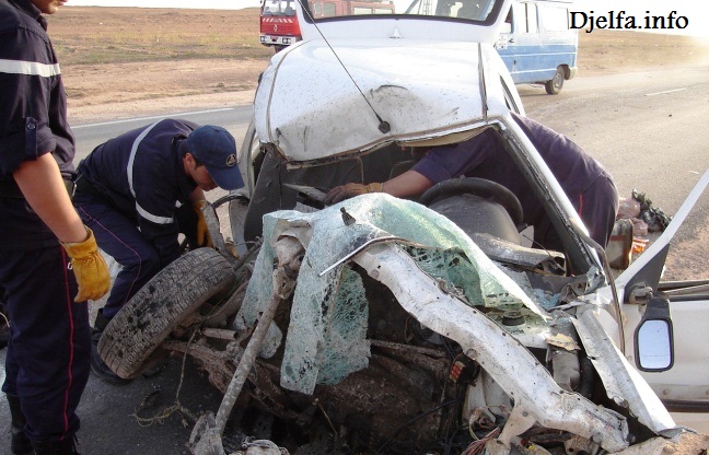 حادث مرور بالمخرج الغربي لمدينة الجلفة يودي بحياة شخصين و إصابة شخص ثالث بجروح