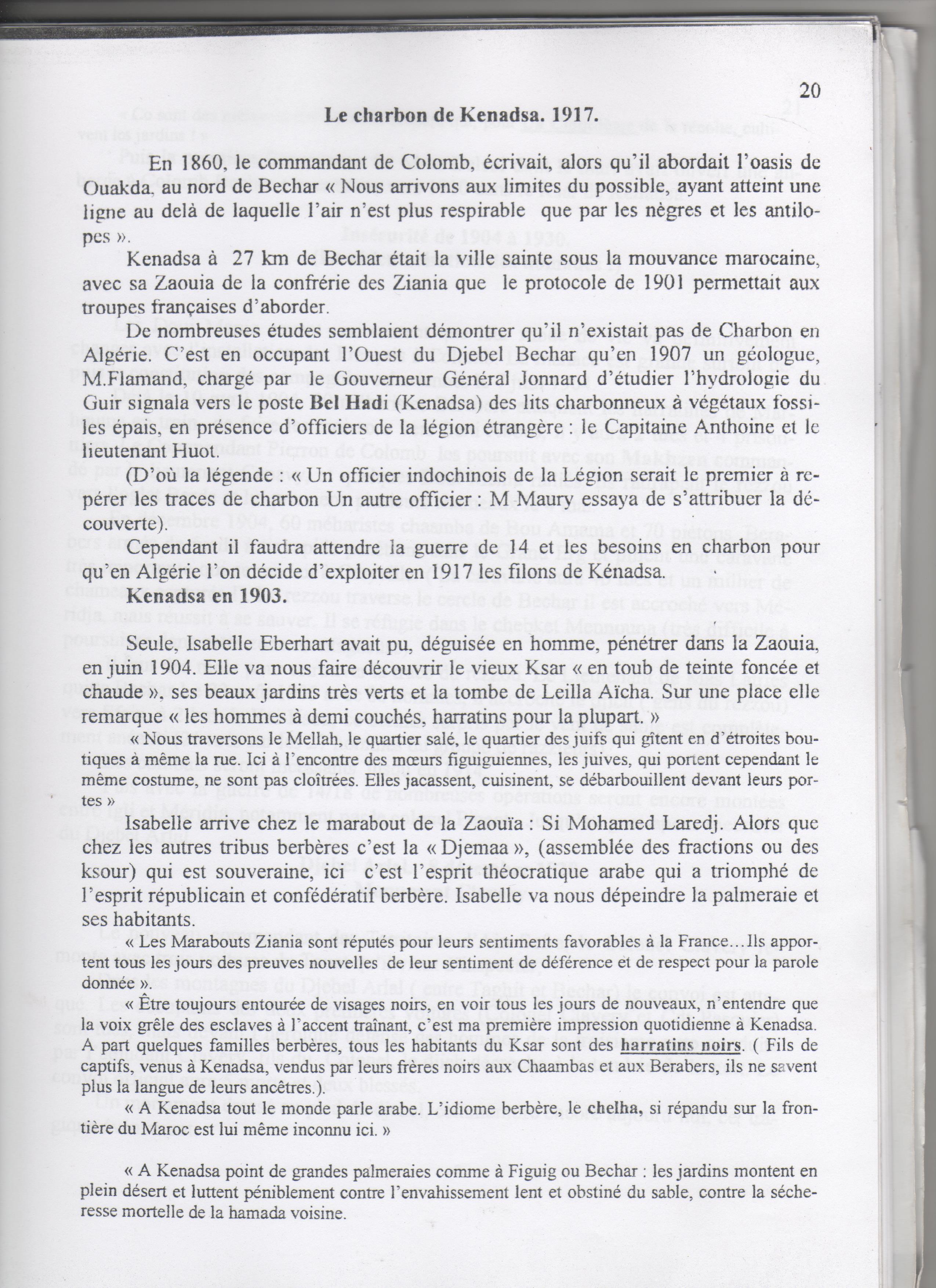 l'histoire du charbon de Kénadsa 1917