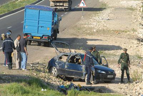 5 قتلى و3 جرحى في مجزرة مرورية بعين الناقة ببسكرة