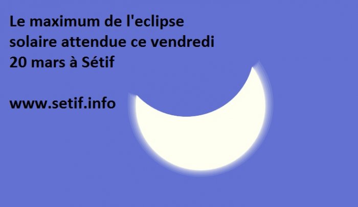 Eclipse solaire partielle ce vendredi à Sétif