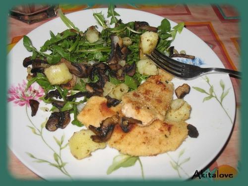 Poulet pané aux champignons